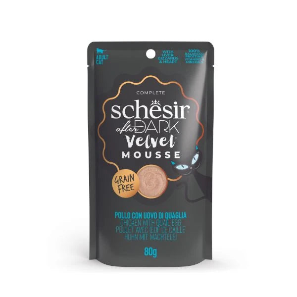 Schesir After Dark Velvet Mousse Tavuklu ve Bıldırcın Yumurtalı Yetişkin Kedi Yaş Maması